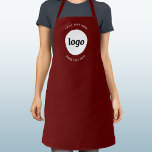 Logo met tekst Zakelijke promotie Bourgogne Schort<br><div class="desc">Voeg uw eigen logo en keus van tekst aan dit ontwerp toe. Verwijder de bovenste of onderste tekst als u dat wilt. Minimalistisch en professioneel. Ideaal voor het merken van werknemers of als promotiemiddel voor uw klanten en klanten.</div>