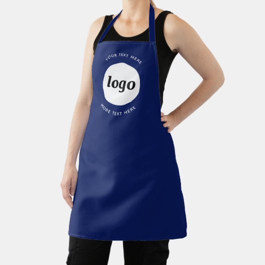 Logo met tekst Zakelijke promotie Navy Blue Schort (Insitu)