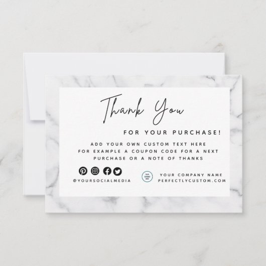 Logo met witte marmeren rand bedankkaart (Voorkant)
