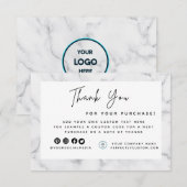 Logo met witte marmeren rand bedankkaart (Voorkant / Achterkant)