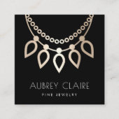 Logo met zwarte en gouden Ketting Vierkante Visitekaartje (Voorkant)