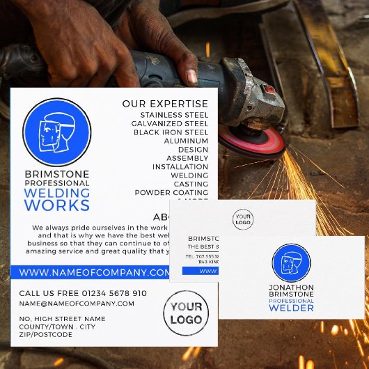 Logo, metaalbewerker, Welder Adverteren Flyer