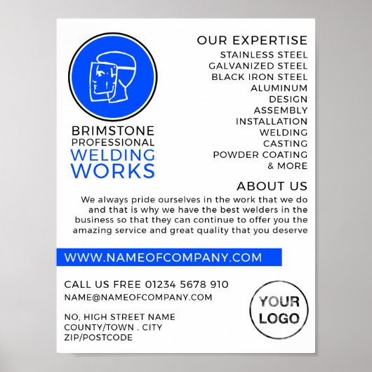 Logo, metaalbewerker, Welder Adverteren Poster (Voorkant)