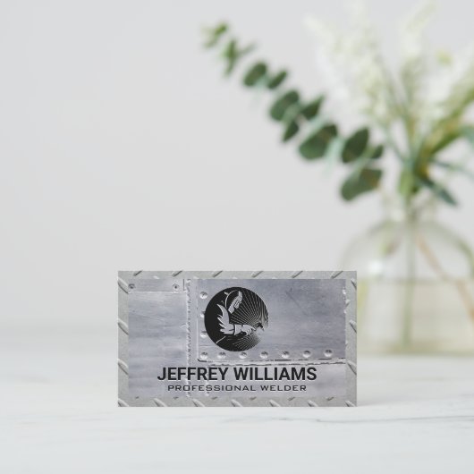 Logo | Metaalpatroon staal Visitekaartje (Staand voorkant)