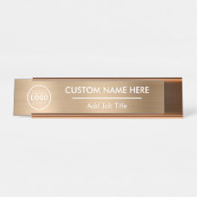 Logo Metallic Gold Desk Name Bord
