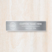Logo Metallic Silver Employee Name Deurbordje (Voorkant)