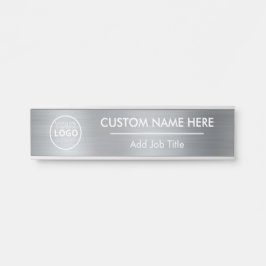Logo Metallic Silver Employee Name Deurbordje