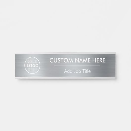 Logo Metallic Silver Employee Name Deurbordje (Voorkant)