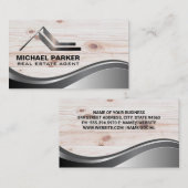 Logo metallisch onroerend goed | Houten planken Visitekaartje (Voorkant / Achterkant)