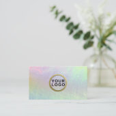 Logo Minimal Holographic Opal Stone Visitekaartje (Staand voorkant)