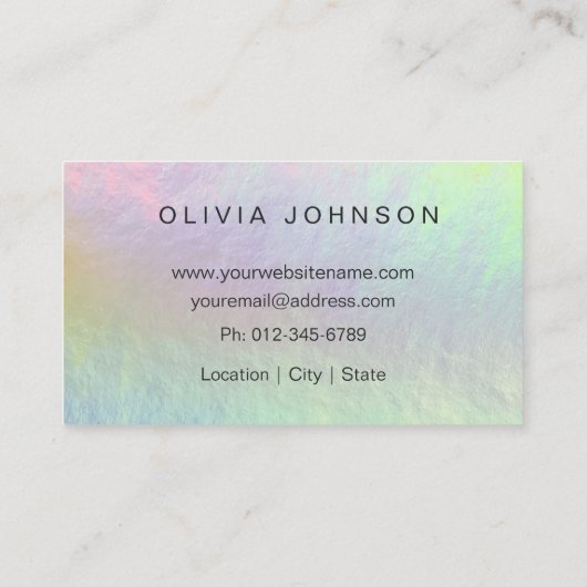 Logo Minimal Holographic Opal Stone Visitekaartje (Achterkant)