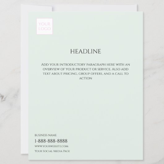 Logo Minimal Light Green Business Marketing Flyer (Voorkant)