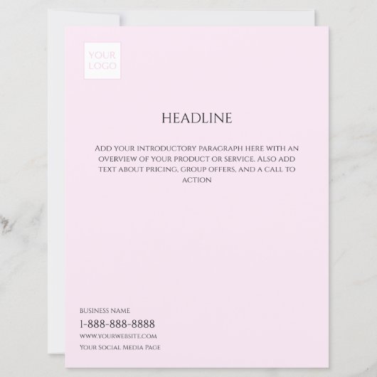 Logo Minimal Pink Business Marketing Flyer (Achterkant)