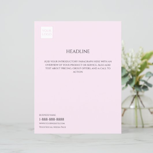Logo Minimal Pink Business Marketing Flyer (Staand voorkant)