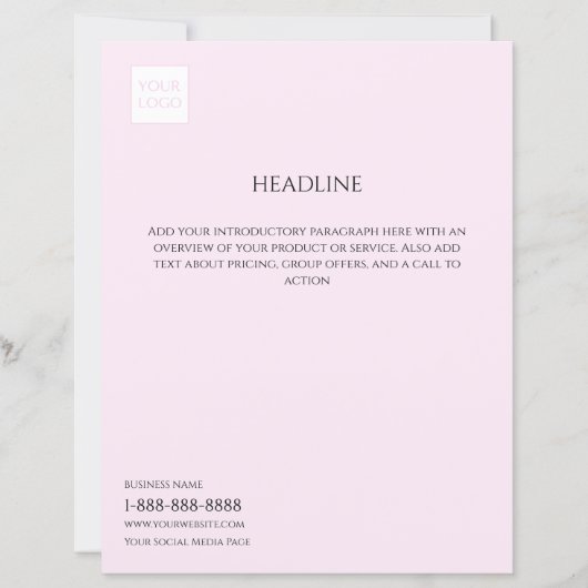 Logo Minimal Pink Business Marketing Flyer (Voorkant)