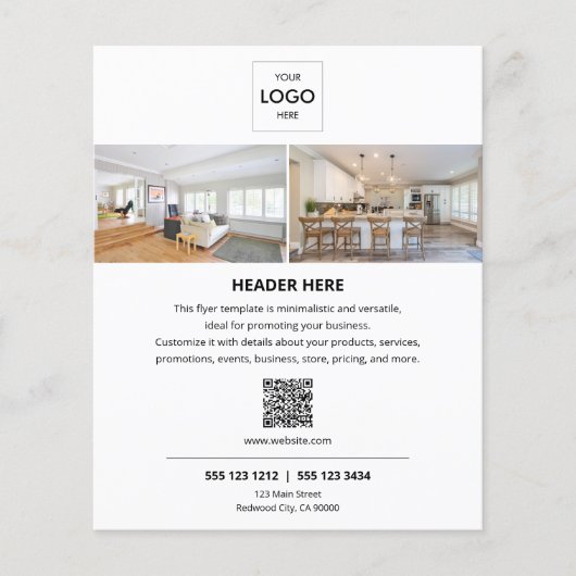 Logo Minimale foto QR Code Business Flyer (Voorkant)