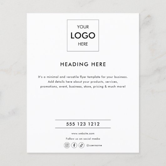 Logo minimale zakelijke marketing zwart flyer (Achterkant)