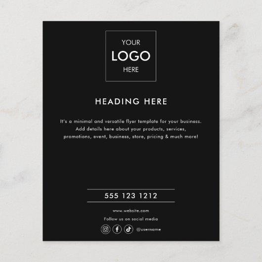 Logo minimale zakelijke marketing zwart flyer (Achterkant)
