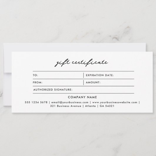 Logo Minimalist Eenvoudig Wit Cadeaubon (Voorkant)