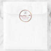 Logo Minimalist goud rood script Prettig feest Ronde Sticker (Tas)
