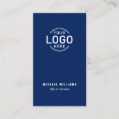 Logo Minimalist Navy Blue Modern Slank Custom Visitekaartje (Voorkant)