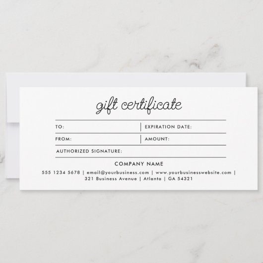 Logo Minimalist Script Modern Gift Certificate (Voorkant)