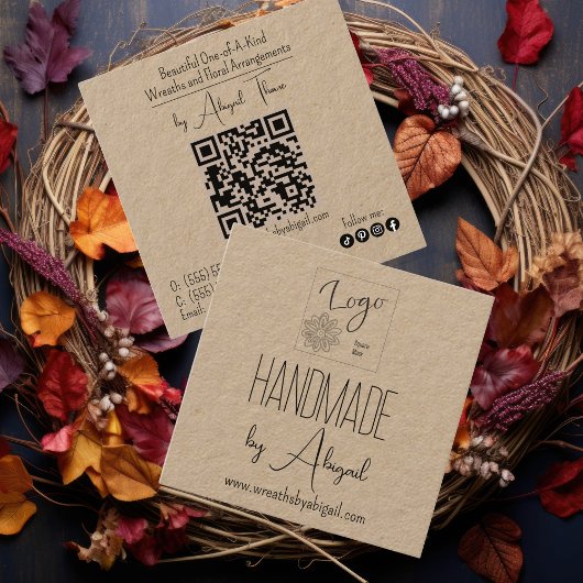 Logo Minimalistisch handgemaakt handgemaakt Visite Vierkante Visitekaartje