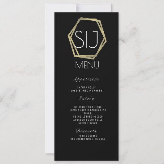 Logo minimalistisch menu Faux Gold Geo voor wedden (Voorkant)