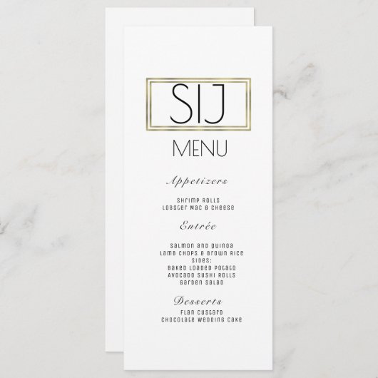 Logo minimalistisch menu Faux Gold Rim Dinner (Voorkant / Achterkant)