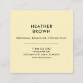 Logo minimalistisch modern geel vierkante visitekaartje (Achterkant)