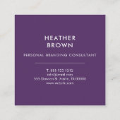 Logo minimalistisch modern Paars Vierkante Visitekaartje (Achterkant)