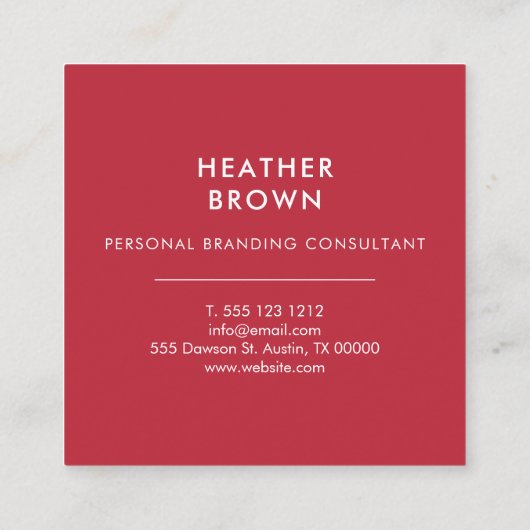 Logo minimalistisch modern rood vierkante visitekaartje (Achterkant)