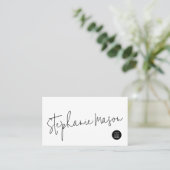 Logo minimalistisch script voor witte Sjabloon Visitekaartje (Staand voorkant)
