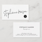 Logo minimalistisch script voor witte Sjabloon Visitekaartje (Voorkant / Achterkant)