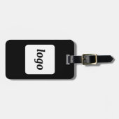 Logo minimalistisch zwart bedrijf bagagelabel (Voorkant horizontaal)