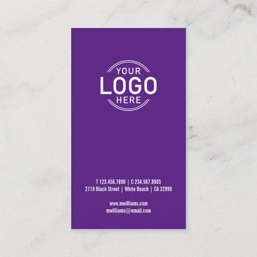 Logo Minimalistische Paarse moderne slanke custom Visitekaartje (Achterkant)