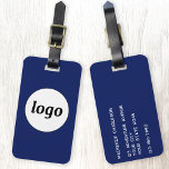 Logo Minimalistische Promotie Navy Blue Business Bagagelabel<br><div class="desc">Eenvoudig logo-ontwerp voor uw bedrijf. Vervang de logo en de details met uw en verander de achtergrondkleur in het aan te passen ontwerphulpmiddel. Ideaal voor als promotiemiddel om klanten,  klanten en werknemers,  en voor zakelijke reis- en handelsreizen shows te geven.</div>