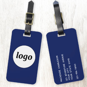 Logo Minimalistische Promotie Navyblauw Zakelijk Bagagelabel