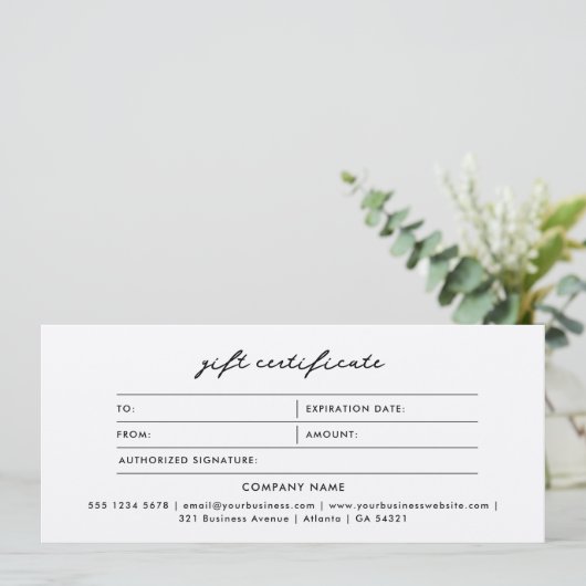 Logo minimalistische rustieke kraft cadeaubon (Staand voorkant)