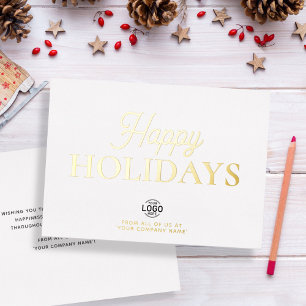 Logo Minimalistische Witte Zakelijke Kerstkaart Folie Uitnodiging