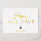 Logo minimalistische witte zakelijke vakantie Kaar Folie Uitnodiging (Voorkant)