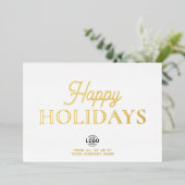 Logo minimalistische witte zakelijke vakantie Kaar Folie Uitnodiging (Staand Voorkant)