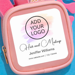 Logo Mix Paarse Roze borstelslag haar make-up Vierkante Sticker
