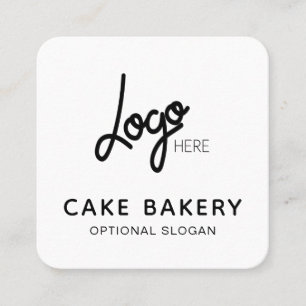 Logo Modern Bakkerij Bedrijfskaart Zwart Wit Vierkante Visitekaartje