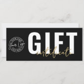 Logo Modern Black Gold Business Gift Certificate Kaart (Voorkant)