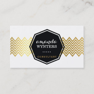LOGO Modern Chevron Patroon gouden folie achthoek Visitekaartje