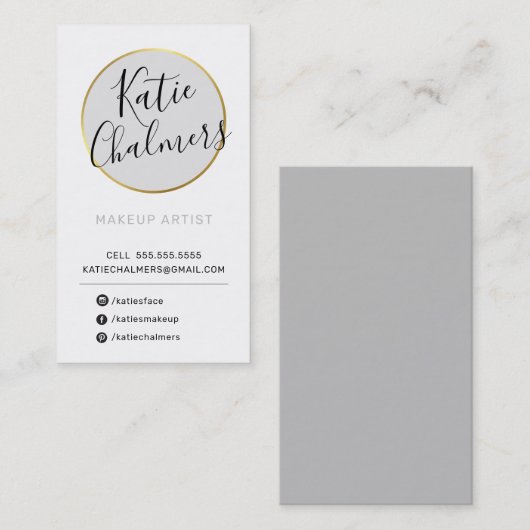 LOGO Modern chique gouden bord grijs zwart Visitekaartje (Voorkant / Achterkant)