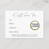 Logo Modern Eenvoudig Minimaal Wit Cadeaubon Visitekaartje (Voorkant)