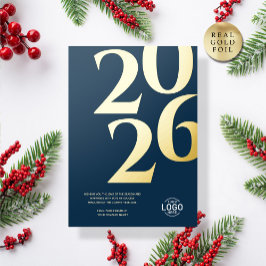 Logo Modern Eenvoudig Navy Blue Business Holiday K Folie Uitnodiging