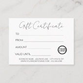 Logo Modern Elegant Wit Cadeaubon Visitekaartje (Voorkant)